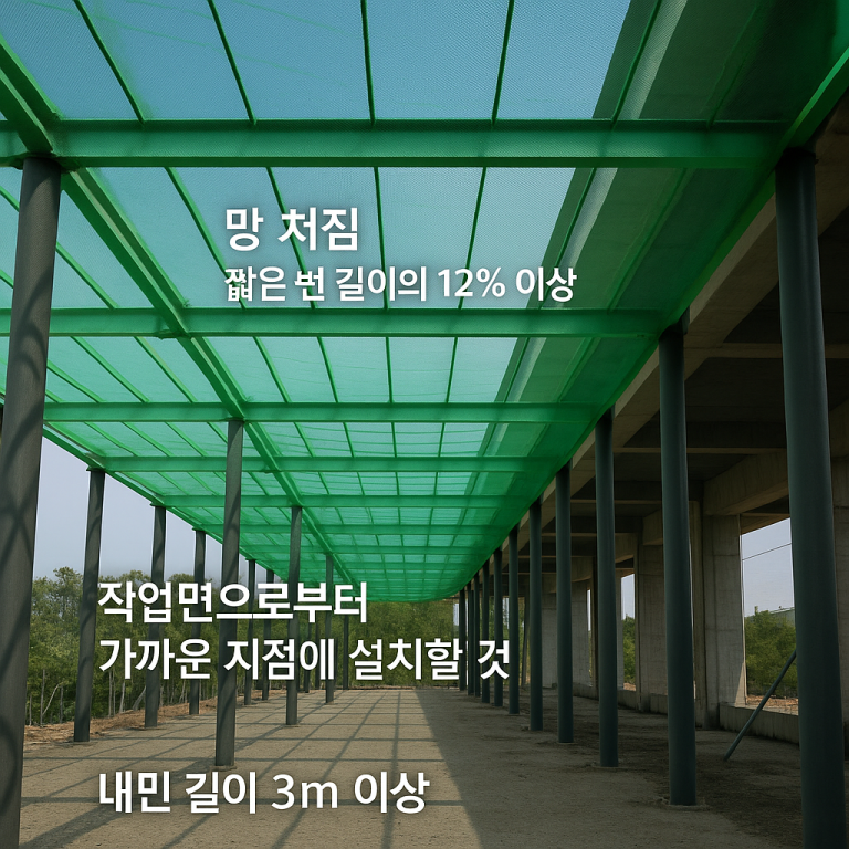 건설안전기사 – 추락방호망 설치기준