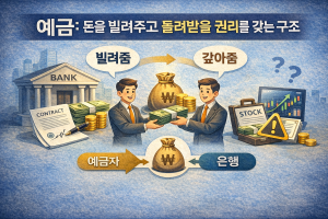 예금: 돈을 빌려주고 돌려받을 권리를 갖는 구조
