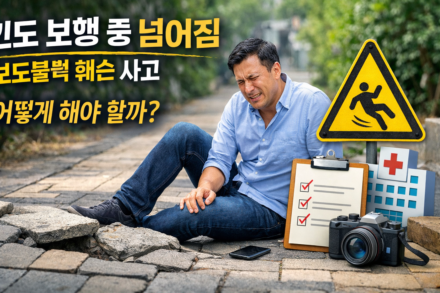 인도 보행 중 넘어짐