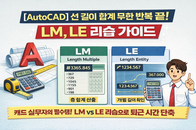 [AutoCAD] 선 길이 합계 무한 반복 끝! LM, LE 리습 가이드
